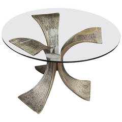 Brutalist but Elegant Cast Bronze Side Table by Frigerio