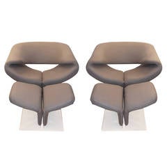 Pair of Ribbon Lounge Chairs and Ottoman by Pierre Paulin