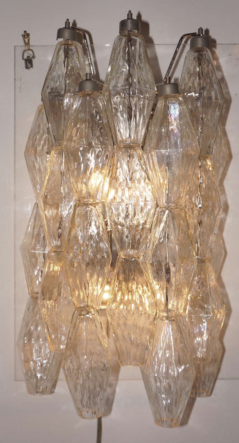 Mid-Century Modern Pair Murano polyhedral glass sconces