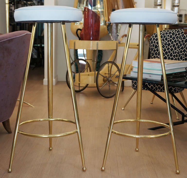 Sleek brass mid-century Italian stools
