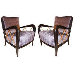 Sculptural Pair of Armchairs Attributed to Paolo Buffa