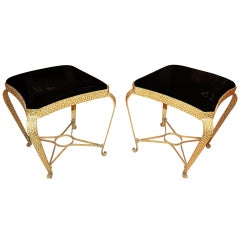 Vintage 1940's Gilt Wrought Iron Stools