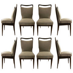 Set of Eight Italian Shapely Chairs by ISA, 1950s