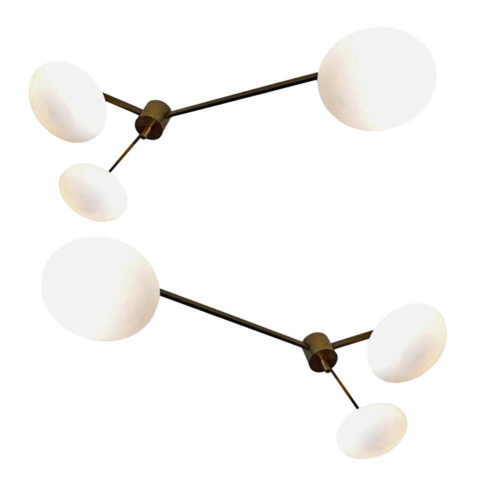 Pair of Angelo Lelli for Arredoluce Ceiling Mount Chandeliers