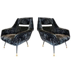 Sculptural Pair of Italian  Lounge Chairs