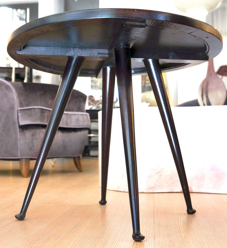 Charming, Unusual Italian Side Table with Blue Glass In Excellent Condition In New York, NY