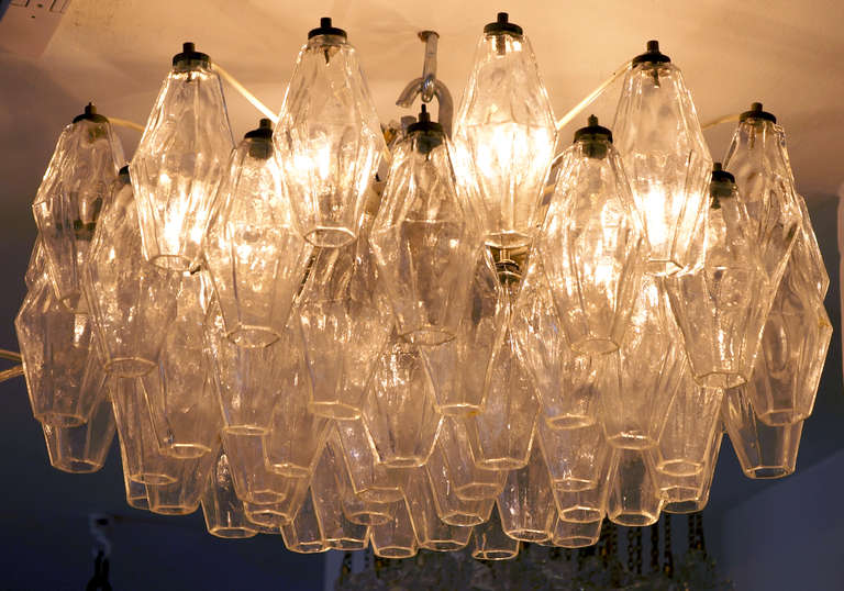 Mid-Century Modern Scarpa for Venini Polyhedral Glass Chandelier, 1960s Italy