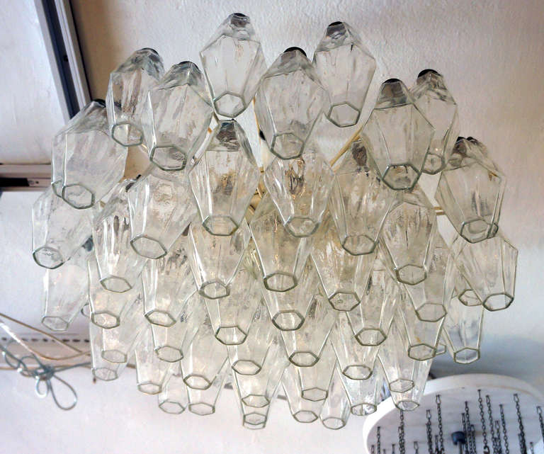 Italian Scarpa for Venini Polyhedral Glass Chandelier, 1960s Italy