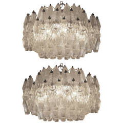 Vintage Pair of Early Venini Polyhedral Chandeliers, Italian 1960s