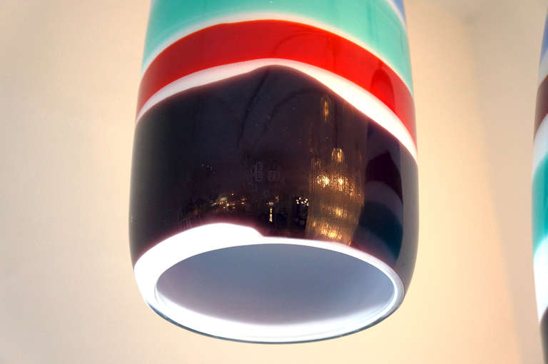 Colorful Vignelli for Venini Pendants, Italy 1960s In Excellent Condition In New York, NY