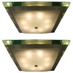 Pair of Large Fontana Arte Ceiling Lights or Sconces, Model 1990, Italy 1960s