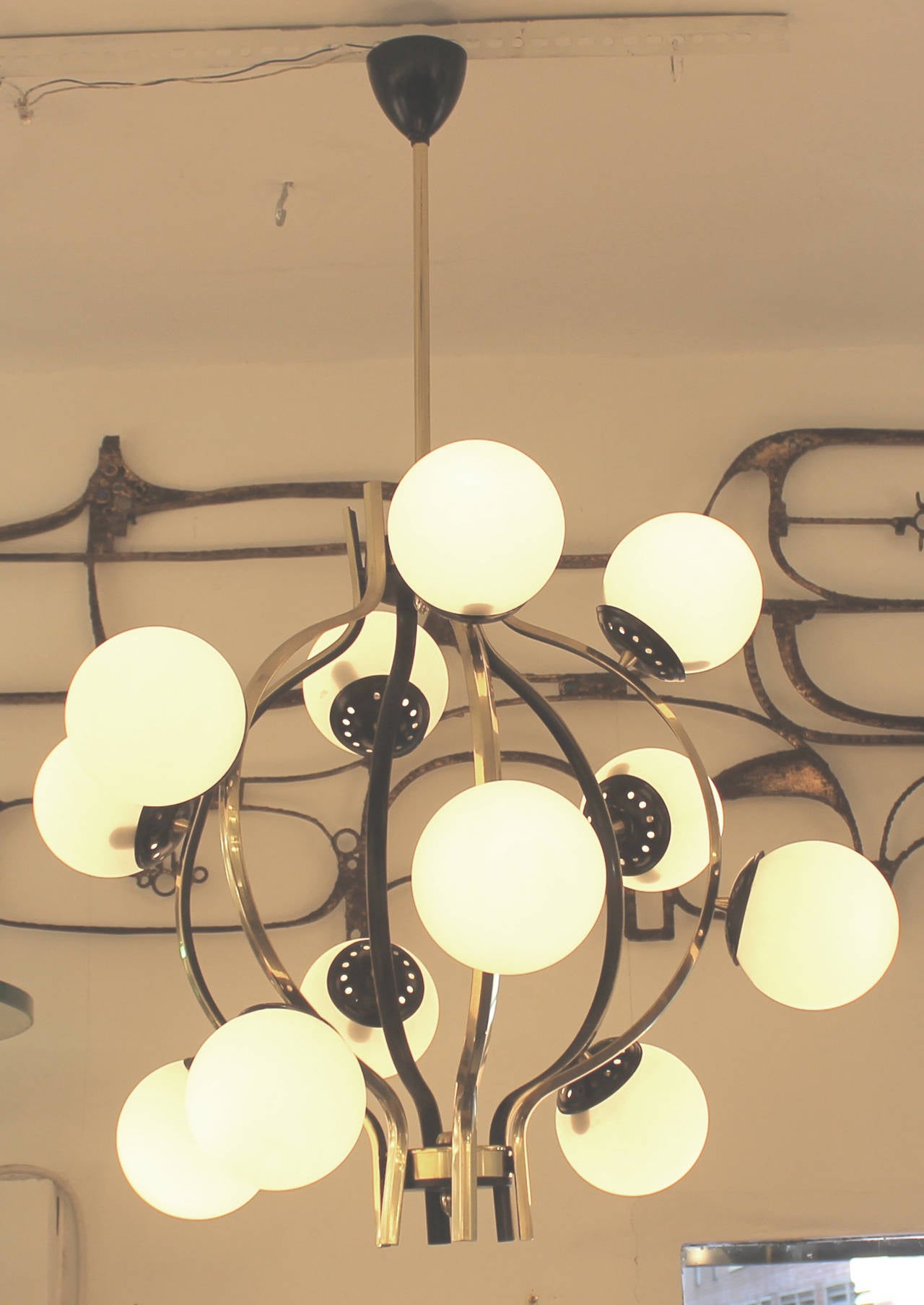 Globe Cluster Chandelier Attributed to Stilnovo, Italy, 1960s