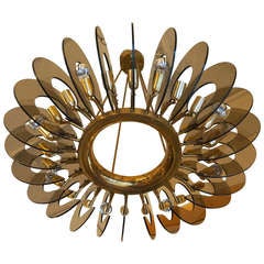 Vintage Exceptional Large Italian Chandelier In The Manner Of Fontana Arte