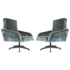 Pair of Swivel Lounge Chairs, Italy, 1960s