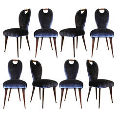 Set of Eight Elegant Chairs, Italy, 1960s