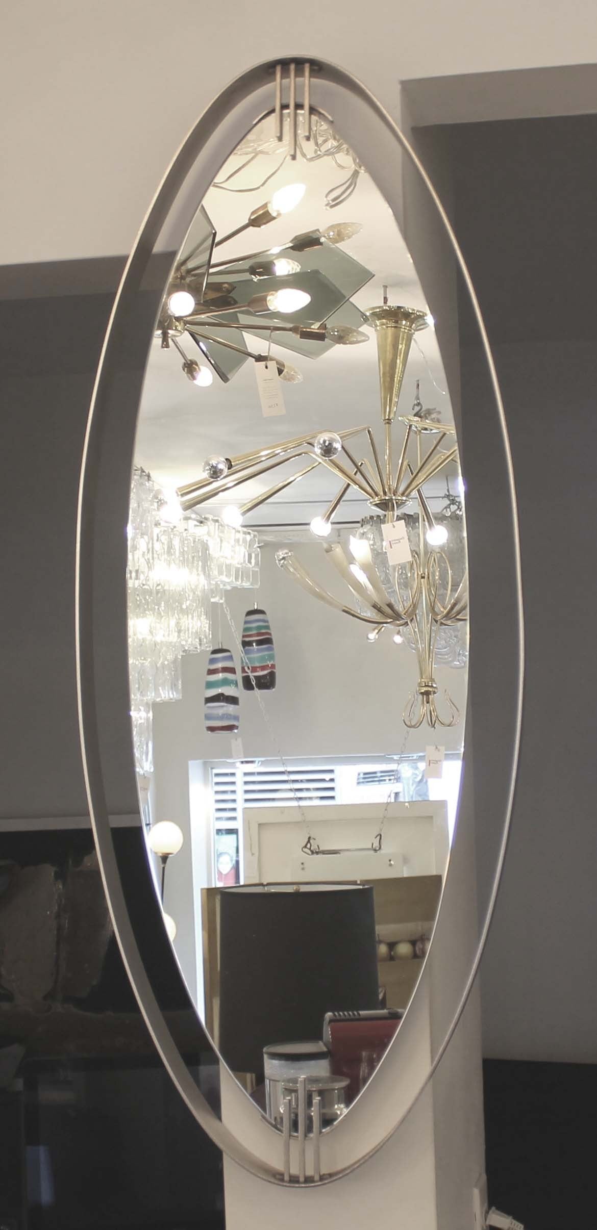 Textured Italian Chrome Mirror by Sant' Abrogio De Berti, 1960s In Excellent Condition In New York, NY