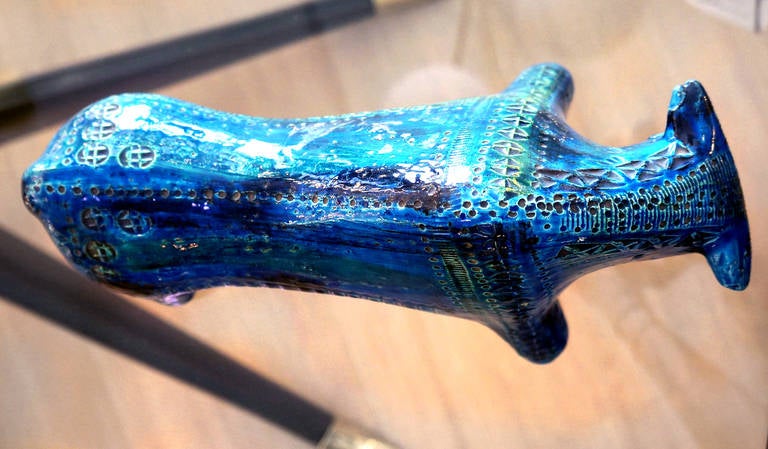 Mid-20th Century Bitossi Rimini Blue Ceramic Bull, Italy, 1960s