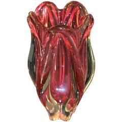 Blossom Shaped "Sommerso" Vase by Flavio Poli for Seguso, Italy 1950s