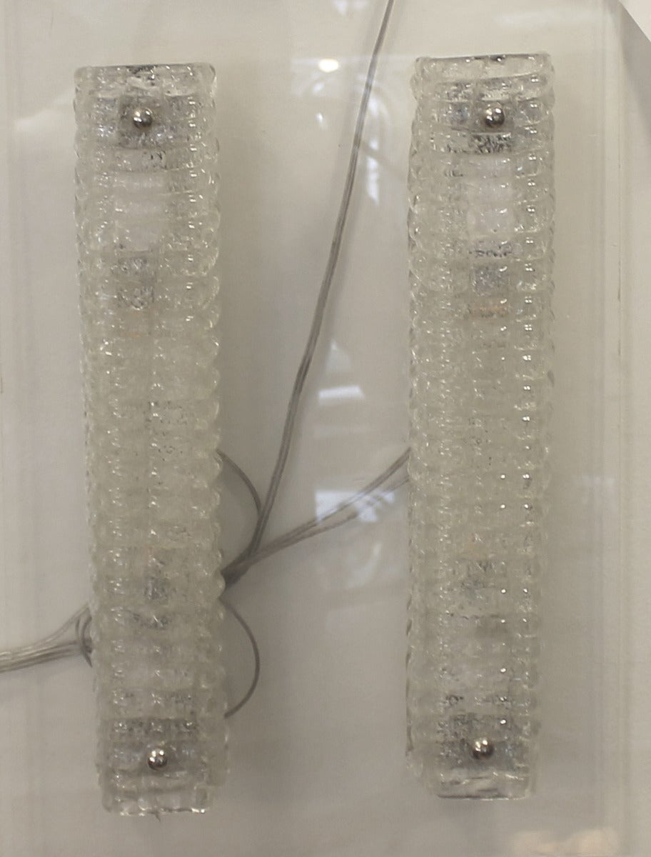 Italian Thin Elongated Venetian Glass Sconces, Italy, 1960s-1970s