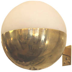 Spherical Brass and Glass Stilnovo Sconce, Italy 1960s