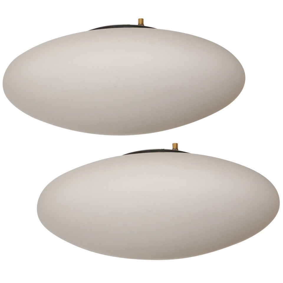Pair Of Stilnovo Large 'Pill' ceiling lights, model nos. 1104  circa 1953
