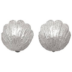 Pair of Shell Shaped Murano Glass Sconces, Italy, 1950s-1960s Pair of Shell Shaped Murano Glass Sconces, Italy, 1950s-1960s