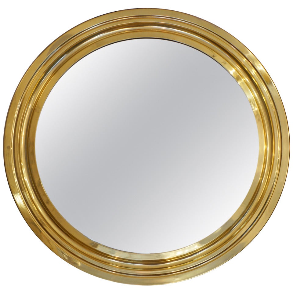 Polished Brass, Italian 1970s Mirror by Sergio Mazza for Artemide