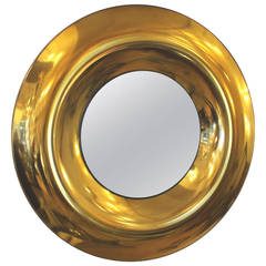 Large Round Golden Glass Mirror by Studio Ghiro, Italy, 2014 5