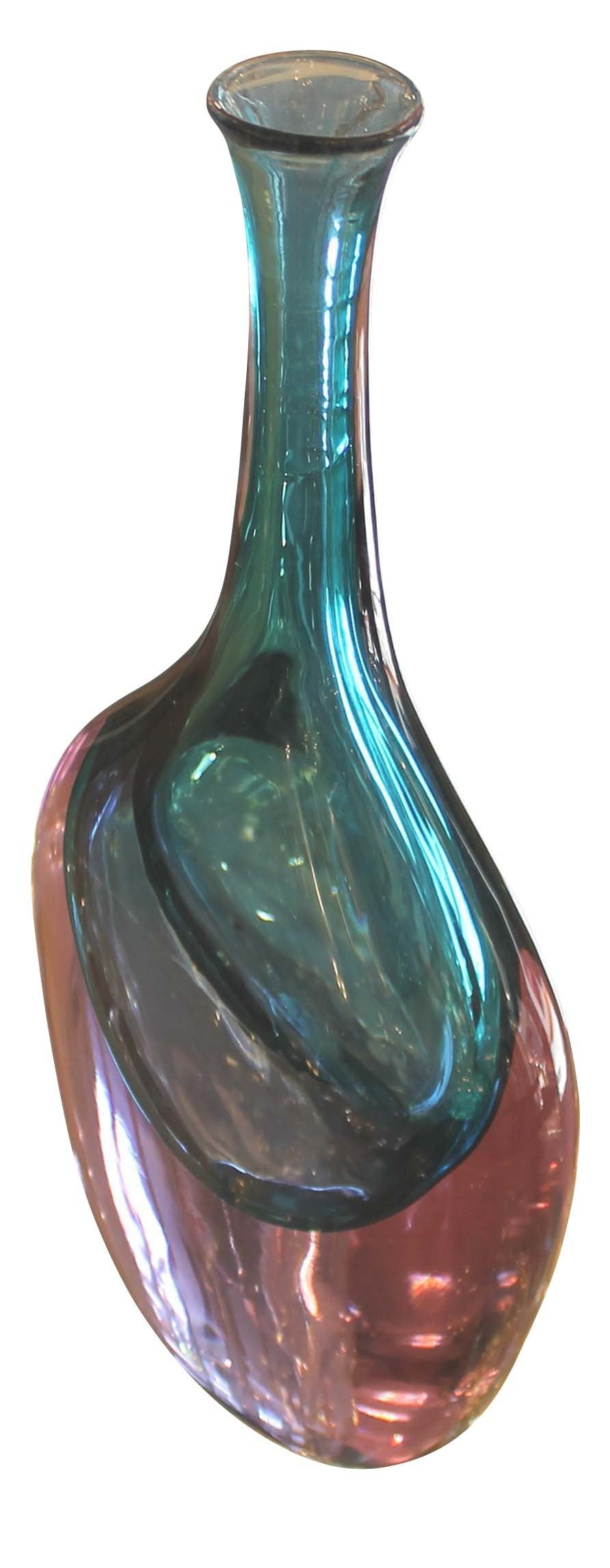 Cenedese purple and aqua marine Murano glass vase made with the 