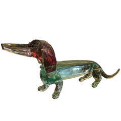 Glass Dachshund Sculpture by Flavio Poli for Seguso, Italy, 1950s