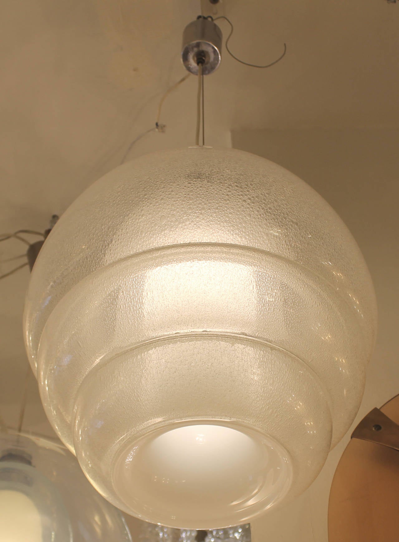 Clear Bubble Glass Carlo Nason Pendant Lamp for Mazzega, Italy, 1960s