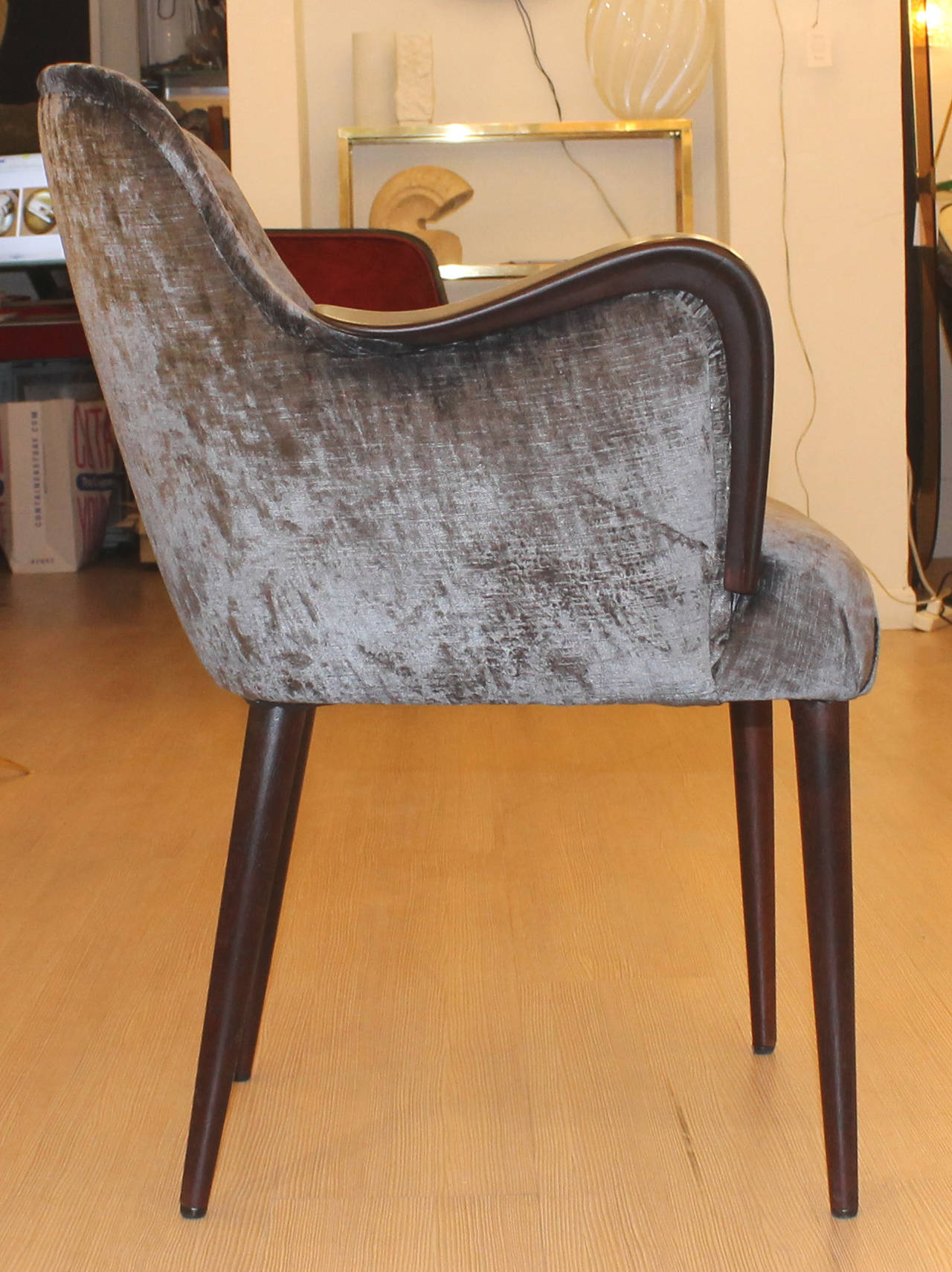 Mid-Century Modern Grey Armchair, Desk Chair by Osvaldo Borsani, Italy, 1950s