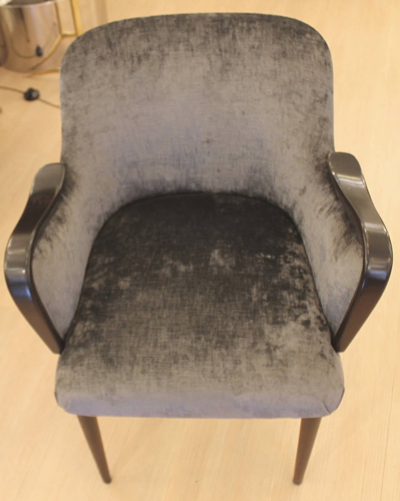 Grey Armchair, Desk Chair by Osvaldo Borsani, Italy, 1950s In Excellent Condition In New York, NY
