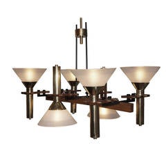 Six-Light Stilnovo Chandelier, Italy 1950's 9