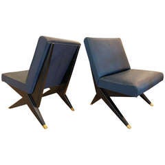 Exceptional pair of Italian 50
s slipper chairs