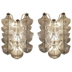 Pair of Sculptural Murano Glass Sconces, Italy 1960s