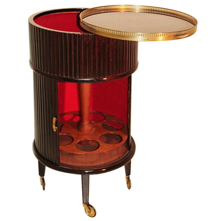 Italian Midcentury Round Bar Cart at 1stdibs