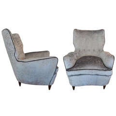 Pair of Light Gray Armchairs, Italy 1950s