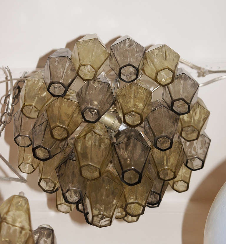 Mid-Century Modern Pair  of  Polyhedral glasses chandeliers by Carlo Scarpa for Venini