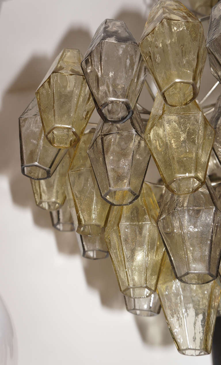 Italian Pair  of  Polyhedral glasses chandeliers by Carlo Scarpa for Venini