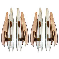 Group of Four to Eight Dalia Sconces by Max Ingrand for Forntana Arte