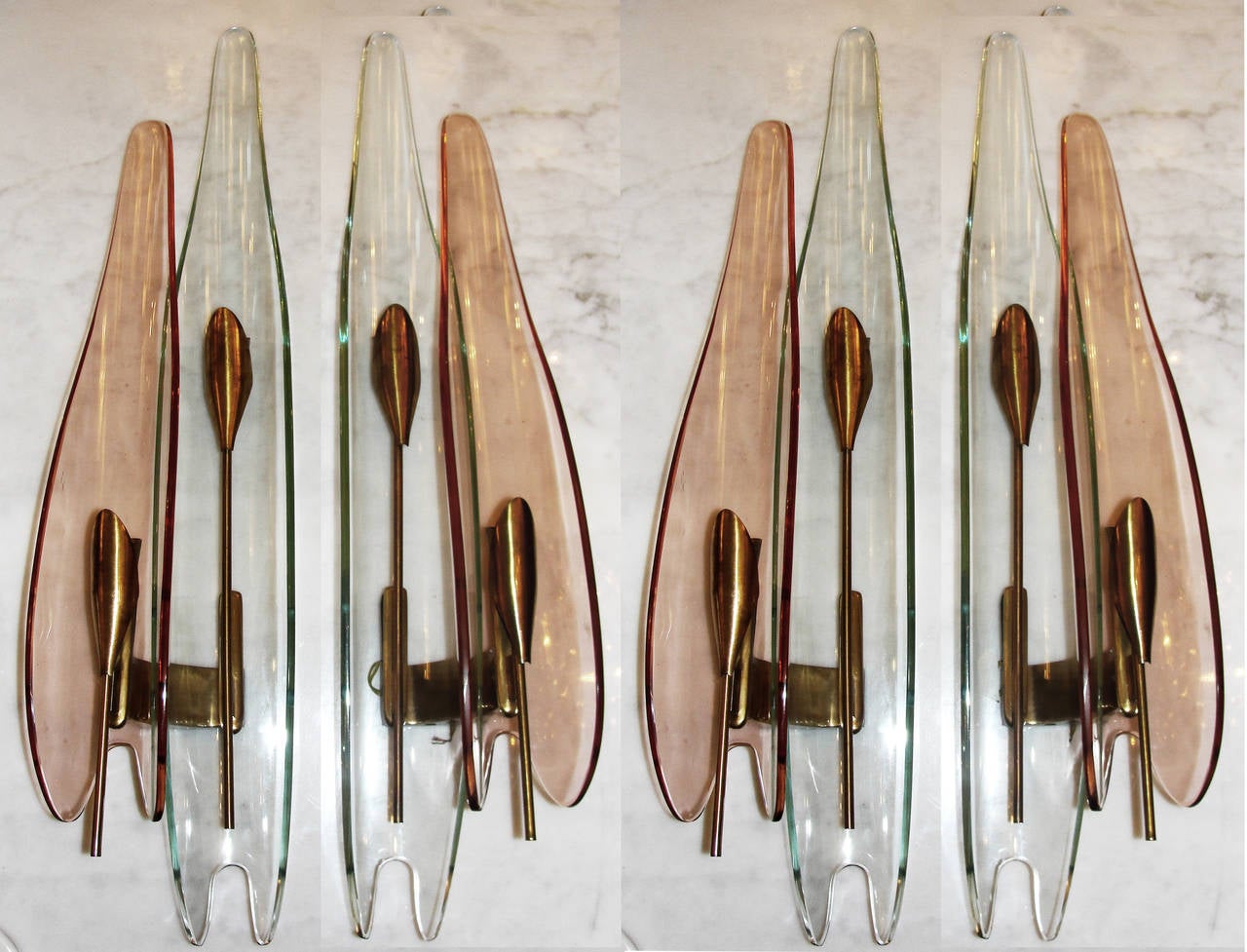 Group of Four to Eight Dalia Sconces by Max Ingrand for Forntana Arte