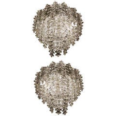 Pair of "wild" Italian glass chandeliers