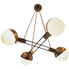 Striking Stilnovo Four Large Globes Chandelier