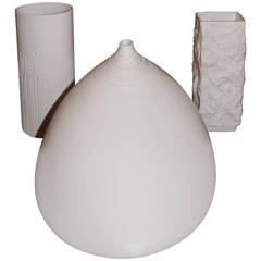 Set of White Porcelain Vases, Germany Mid-Century