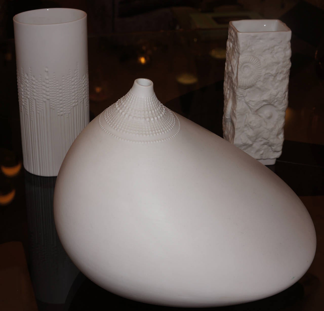 Set of White Porcelain Vases, Germany Mid-Century In Excellent Condition In New York, NY