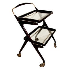 Vintage Italian 50's Bar Cart with Two Removable Trays