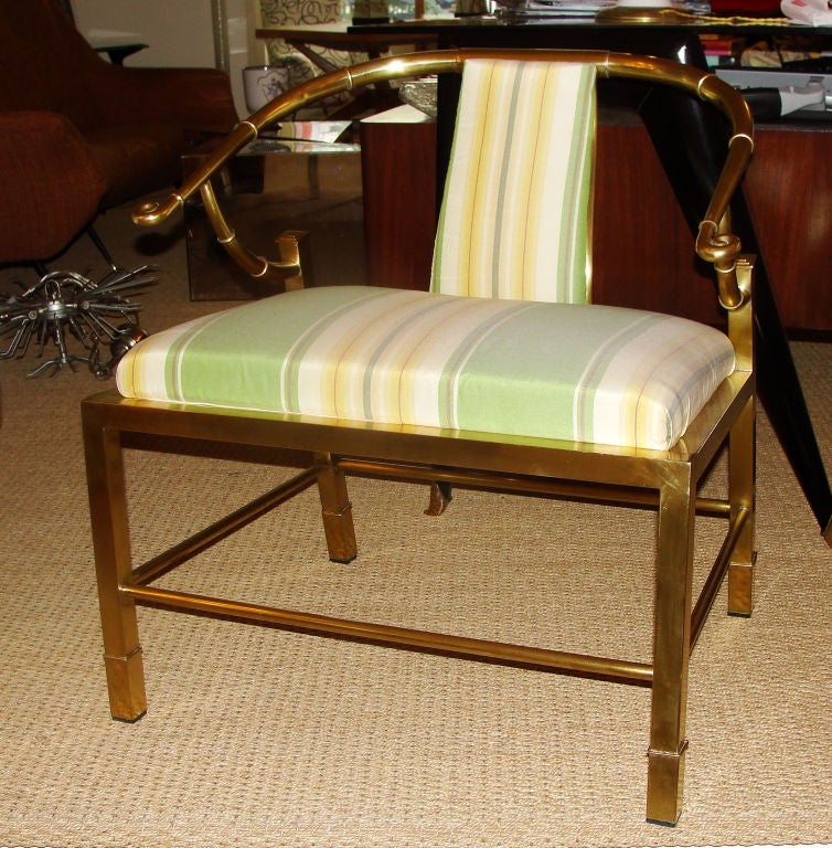 Pair of Asian Inspired Italian Brass Armchairs In Excellent Condition In New York, NY