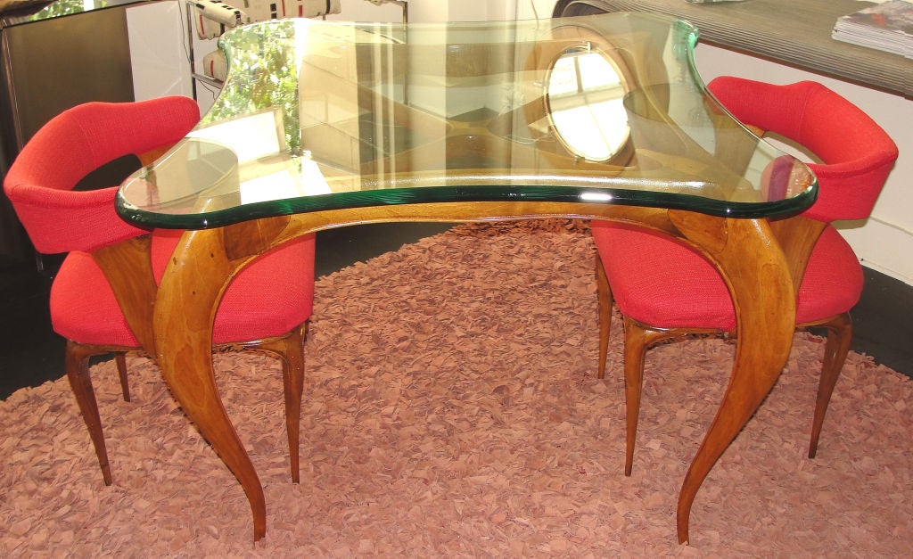 Exceptional Italian gaming table with four chairs