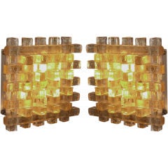 Sculptural Italian Poliarte glass sconces